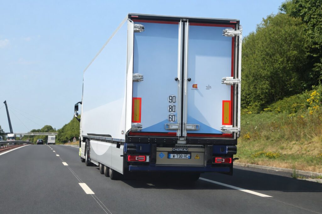 Refrigerated trailer on the road